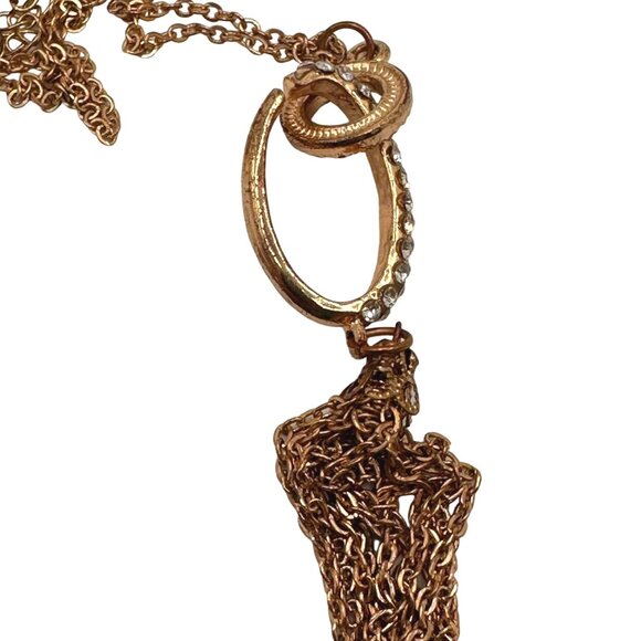 Whimsy Art Deco Revival Pendant Necklace Long Tassel Chain Retro Vibe Grannycore - Picture 5 of 7